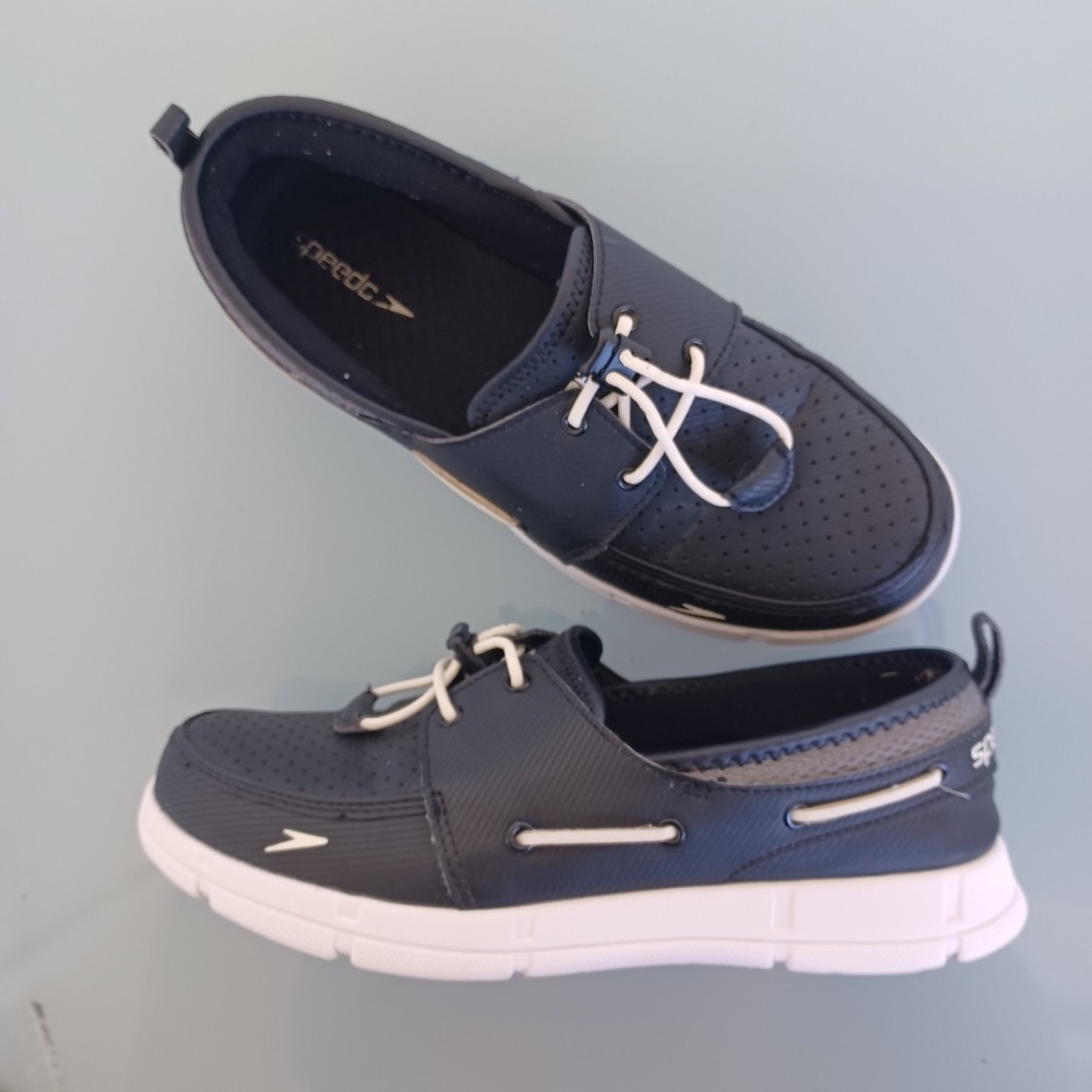 Speedo Mens Navy Blue Water Boat Shoes Bungee Lace Perforated‎ 10745 Size 9